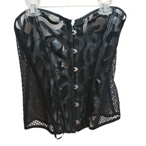 Orchid Bloom Black Lace Corset Top Womens Size M Nwt